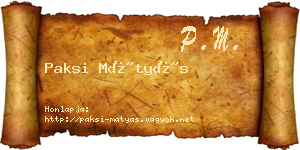 Paksi Mátyás névjegykártya