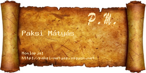 Paksi Mátyás névjegykártya
