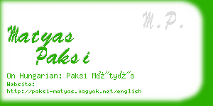 matyas paksi business card